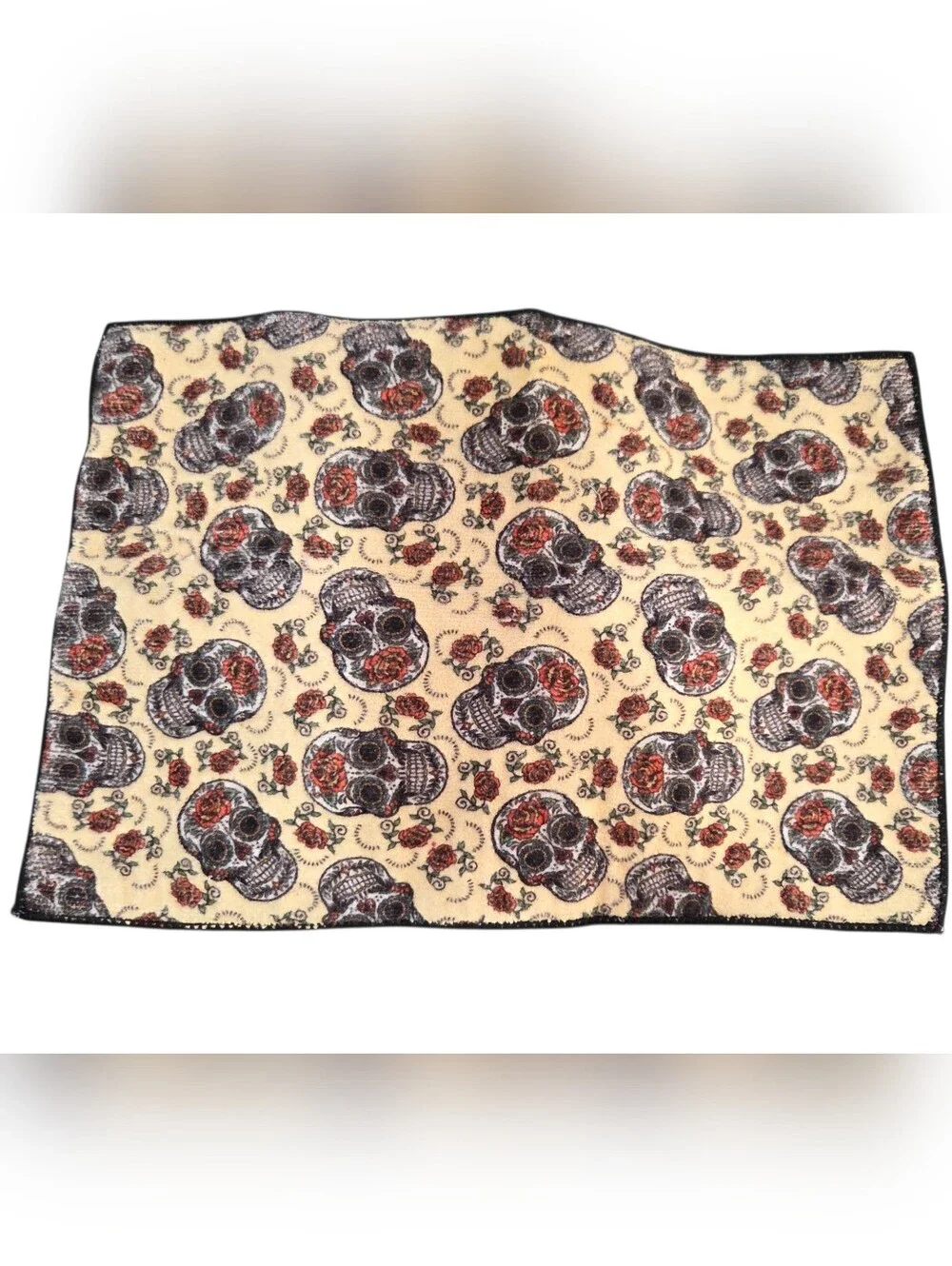 Day of the Dead Skull Roses Microfiber Kitchen Dish Drying Mat Halloween
